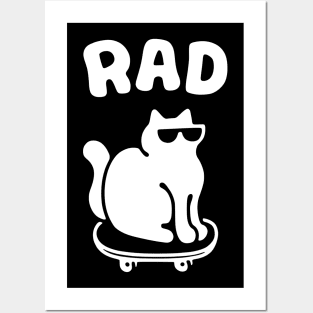 RAD CAT ON A SKATEBOARD Posters and Art